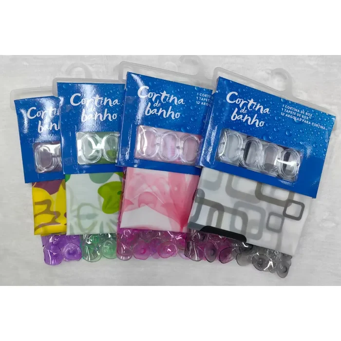 PEVA Shower Curtain & Stone-Pattern Bath Mat Set